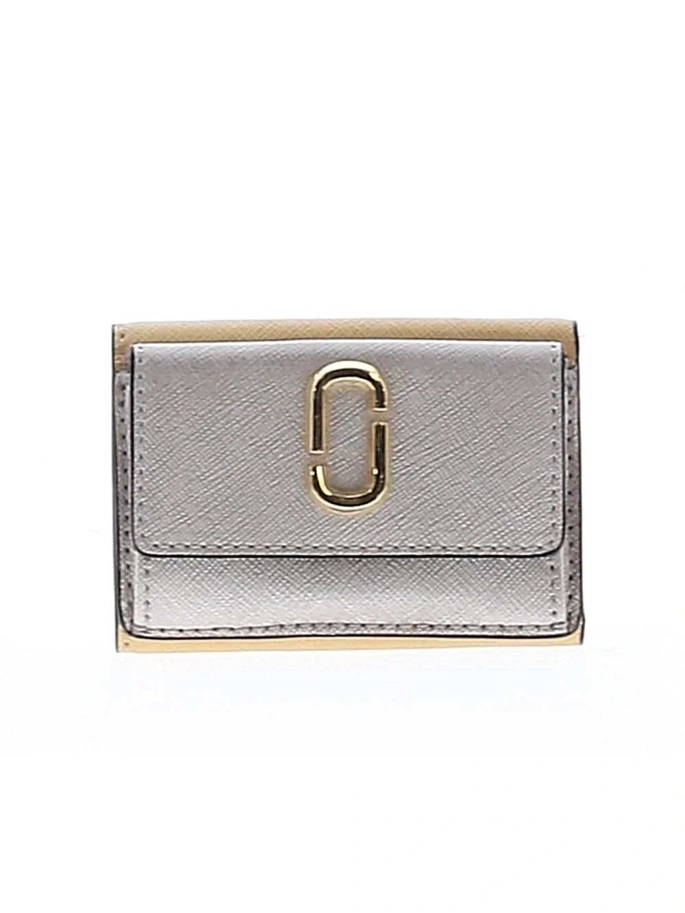 Marc Jacobs Two-Tone White and Beige Leather Wallet with Gold Hardware